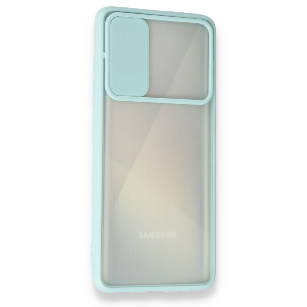 Newface Samsung Galaxy A71 Kılıf Palm Buzlu Kamera Sürgülü Silikon - Turkuaz