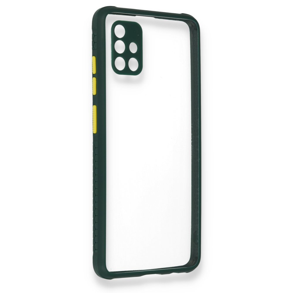 Newface Samsung Galaxy A71 Kılıf Miami Şeffaf Silikon - Koyu Yeşil