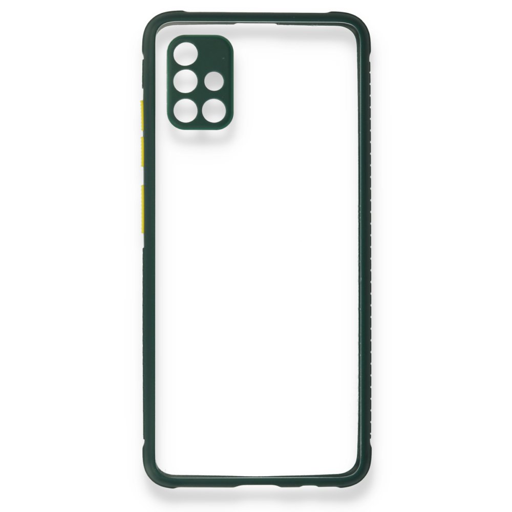 Newface Samsung Galaxy A71 Kılıf Miami Şeffaf Silikon - Koyu Yeşil