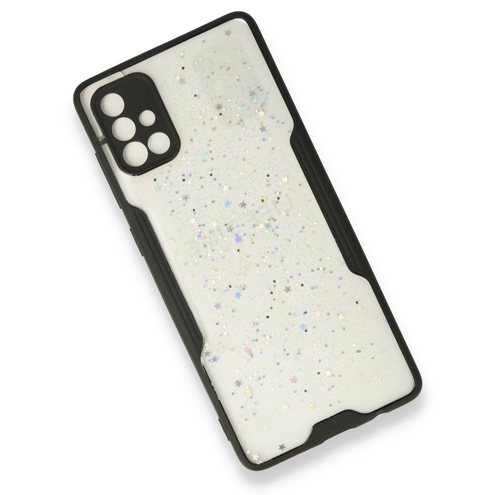 Newface Samsung Galaxy A71 Kılıf Platin Simli Silikon - Siyah