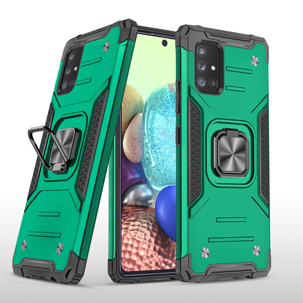 Newface Samsung Galaxy A71 Kılıf Zegna Yüzüklü Silikon Kapak - Koyu Yeşil