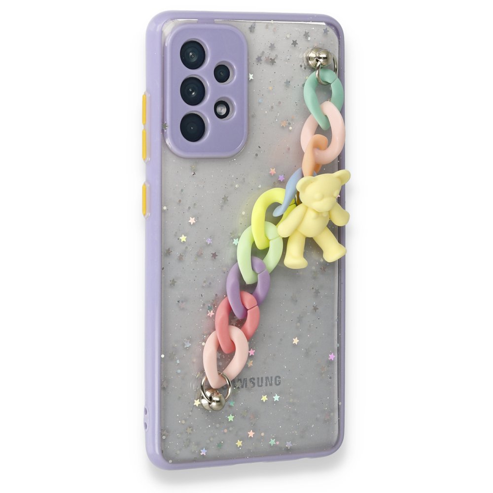 Newface Samsung Galaxy A72 Kılıf Ayıcıklı Silikon - Lila