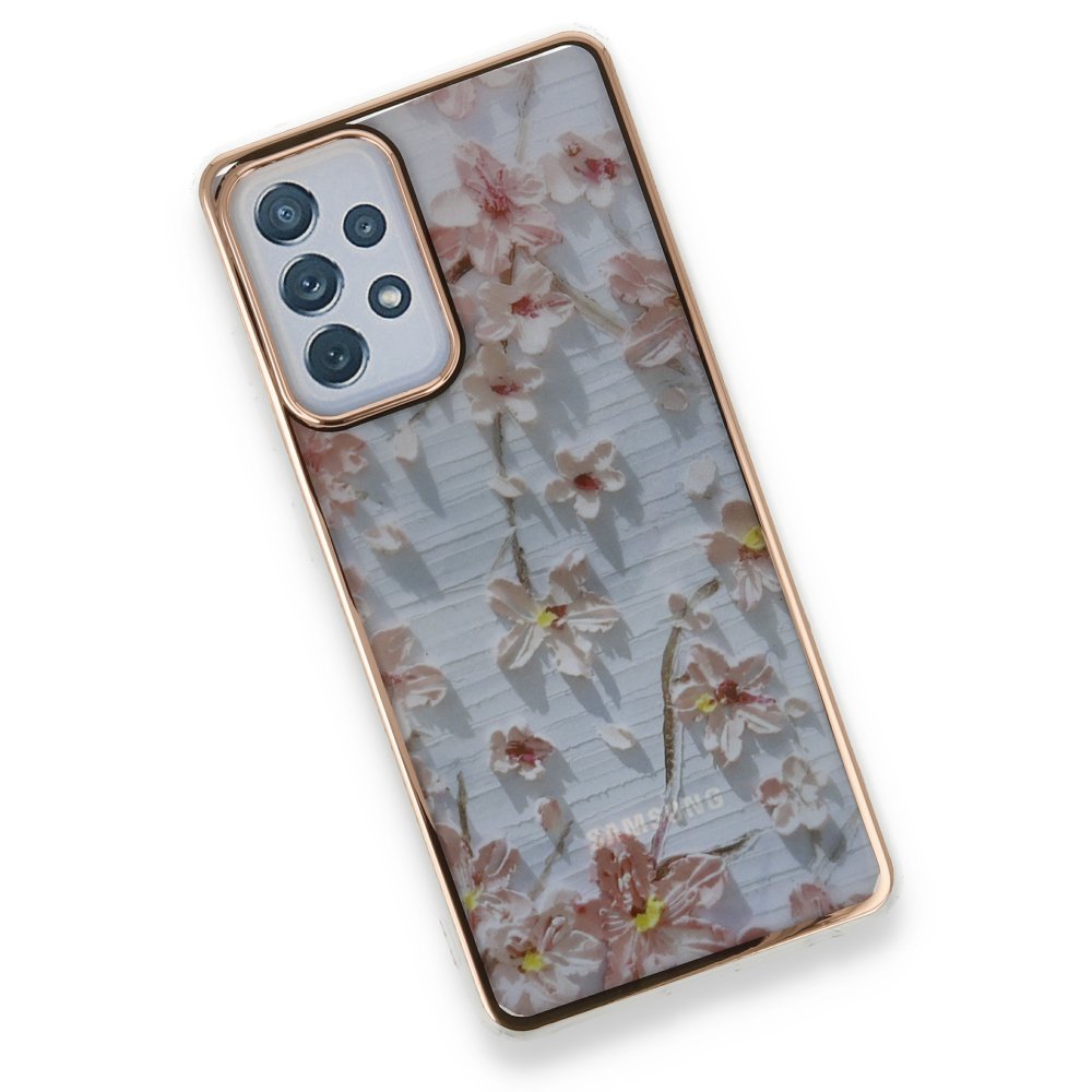 Newface Samsung Galaxy A72 Kılıf Çiçekli Silikon - Gri