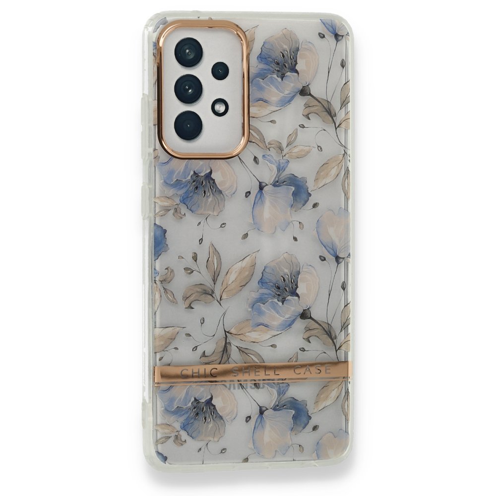 Newface Samsung Galaxy A72 Kılıf Çiçekli Silikon - Lila