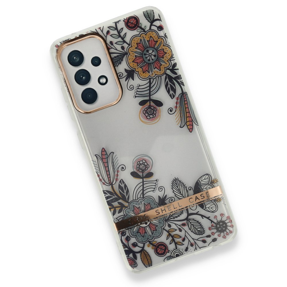 Newface Samsung Galaxy A72 Kılıf Çiçekli Silikon - Siyah