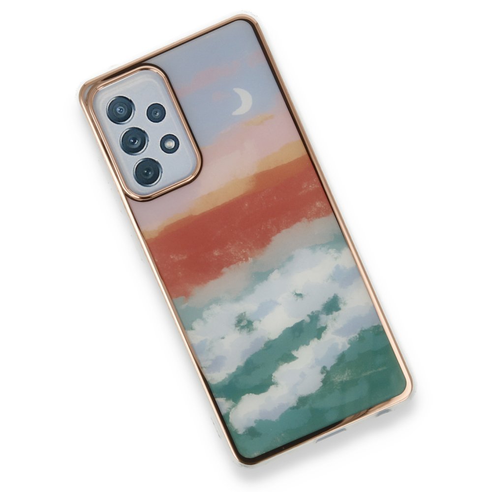 Newface Samsung Galaxy A72 Kılıf Çiçekli Silikon - Turkuaz