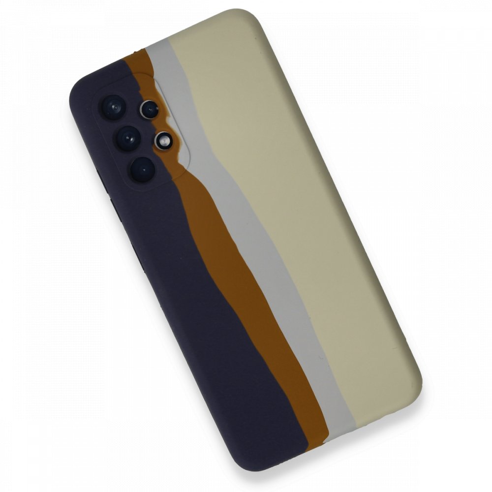 Newface Samsung Galaxy A72 Kılıf Ebruli Lansman Silikon - Lacivert-Krem