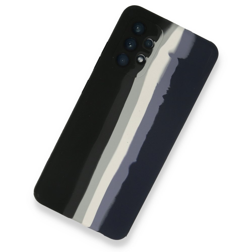 Newface Samsung Galaxy A72 Kılıf Ebruli Lansman Silikon - Siyah-Lacivert