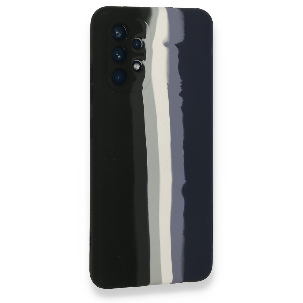 Newface Samsung Galaxy A72 Kılıf Ebruli Lansman Silikon - Siyah-Lacivert