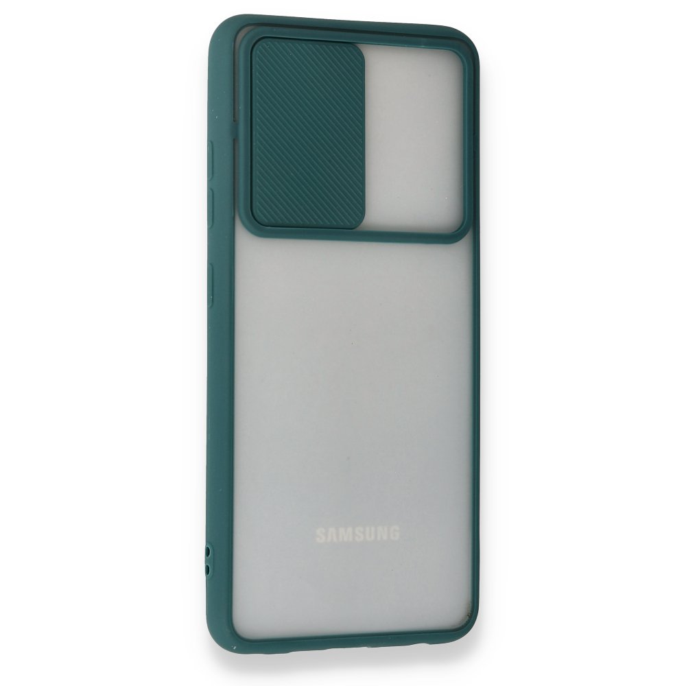 Newface Samsung Galaxy A72 Kılıf Palm Buzlu Kamera Sürgülü Silikon - Yeşil