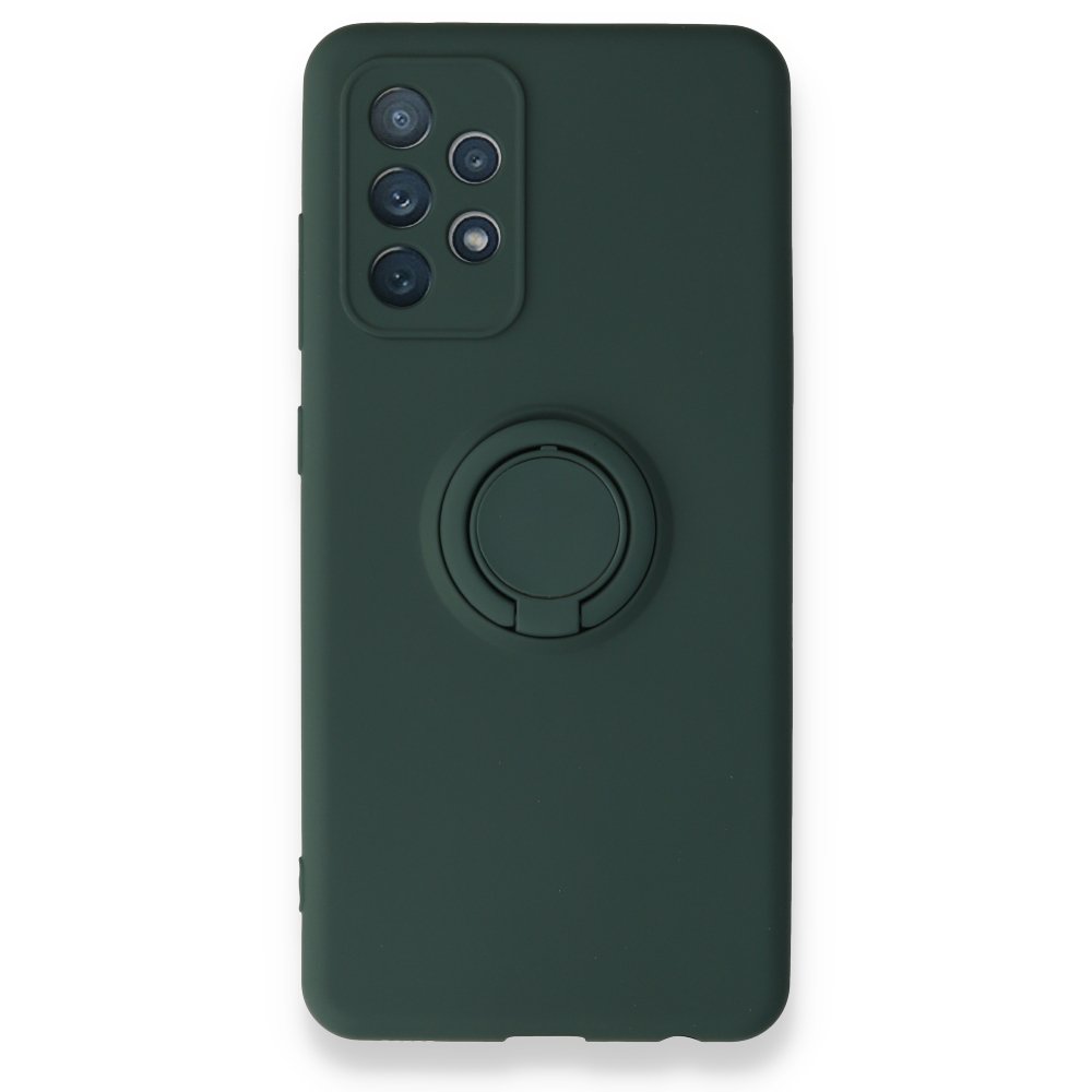 Newface Samsung Galaxy A72 Kılıf Viktor Yüzüklü Silikon - Koyu Yeşil