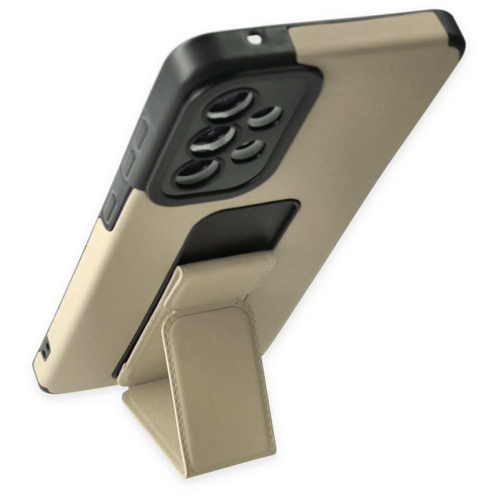 Newface Samsung Galaxy A73 5G Kılıf Mega Standlı Silikon - Gold