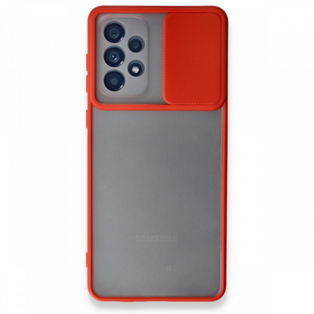 Newface Samsung Galaxy A73 5G Kılıf Palm Buzlu Kamera Sürgülü Silikon - Kırmızı