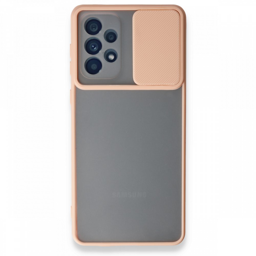 Newface Samsung Galaxy A73 5G Kılıf Palm Buzlu Kamera Sürgülü Silikon - Pembe