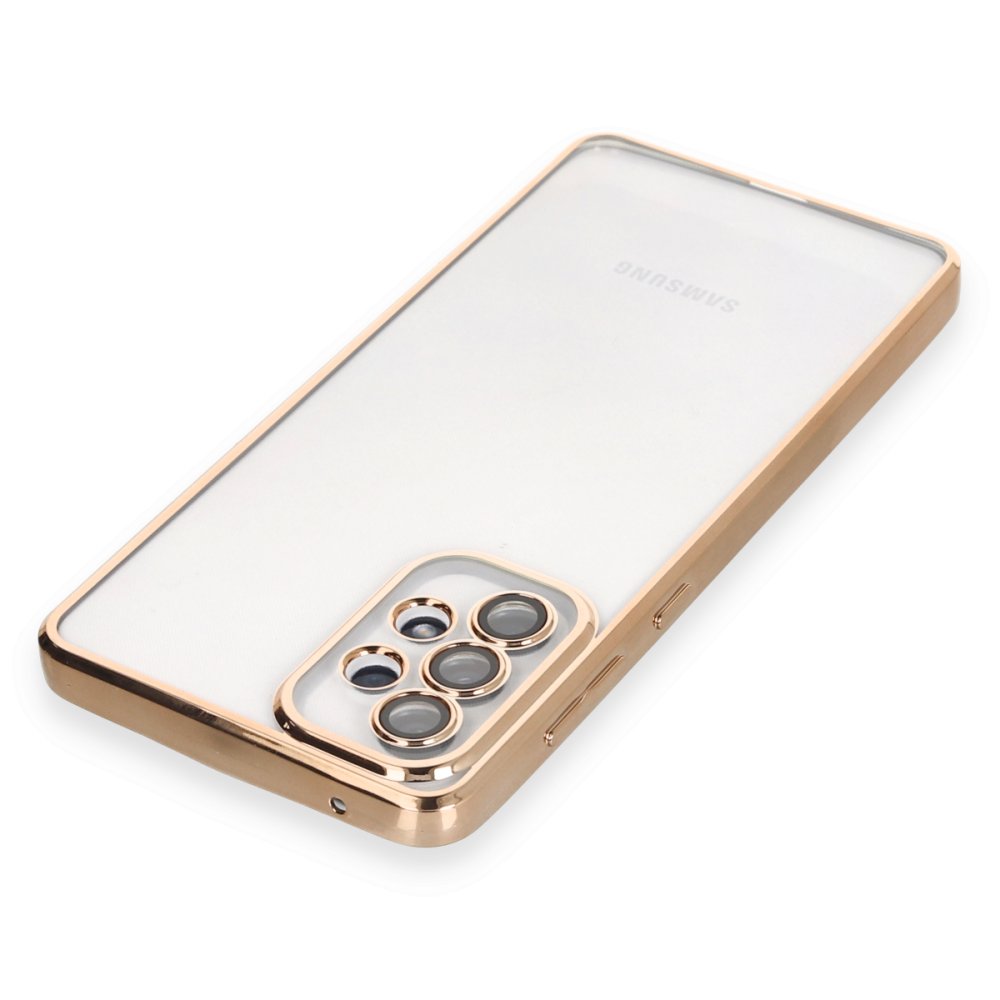Newface Samsung Galaxy A73 5G Kılıf Razer Lensli Silikon - Gold