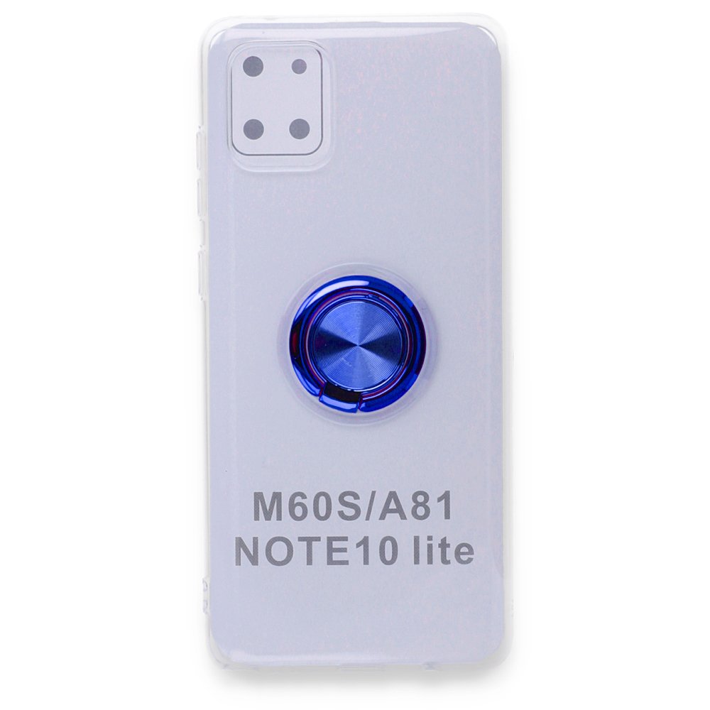 Newface Samsung Galaxy A81 / Note 10 Lite Kılıf Gros Yüzüklü Silikon - Mavi