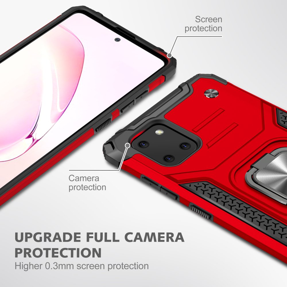 Newface Samsung Galaxy A81 / Note 10 Lite Kılıf Zegna Yüzüklü Silikon Kapak - Kırmızı