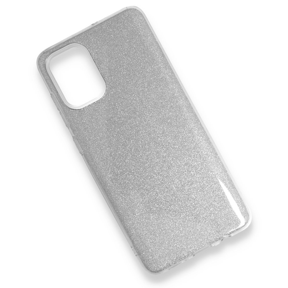 Newface Samsung Galaxy A91 / S10 Lite Kılıf Simli Katmanlı Silikon - Gümüş