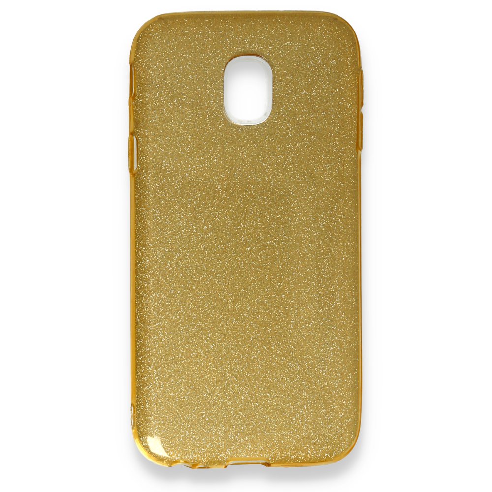 Newface Samsung Galaxy J3 Pro / J330 Kılıf Simli Katmanlı Silikon - Gold