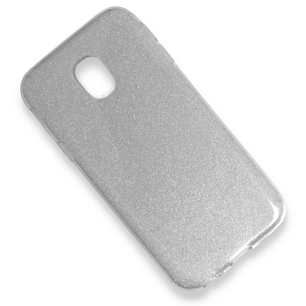 Newface Samsung Galaxy J3 Pro / J330 Kılıf Simli Katmanlı Silikon - Gümüş