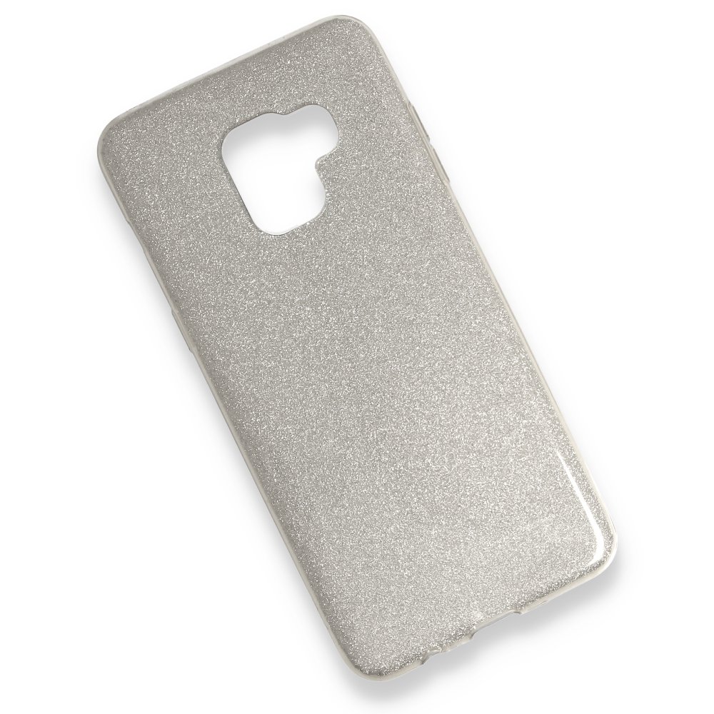 Newface Samsung Galaxy J6 Kılıf Simli Katmanlı Silikon - Gümüş