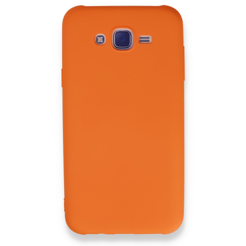 Newface Samsung Galaxy J7 Kılıf Nano içi Kadife Silikon - Turuncu