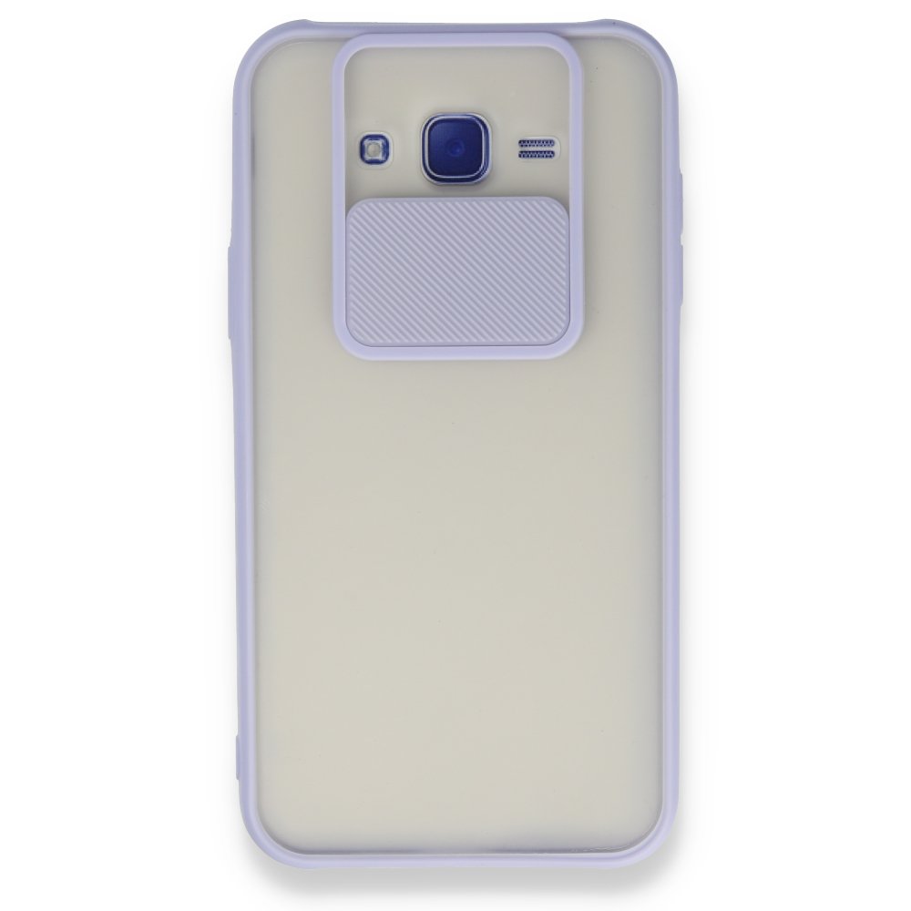 Newface Samsung Galaxy J7 Kılıf Palm Buzlu Kamera Sürgülü Silikon - Lila