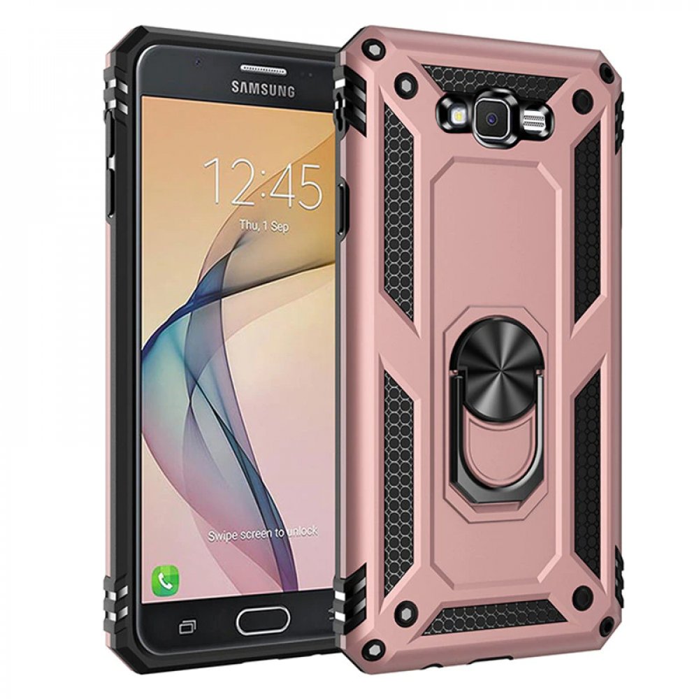 Newface Samsung Galaxy J7 Kılıf Sofya Yüzüklü Silikon Kapak - Rose