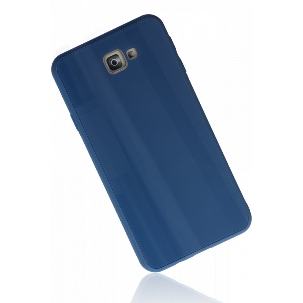 Newface Samsung Galaxy J7 Prime Kılıf Glass Kapak - Mavi