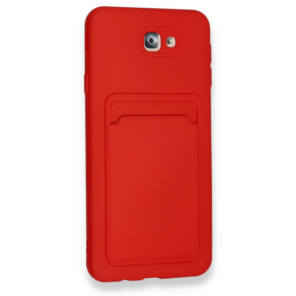 Newface Samsung Galaxy J7 Prime Kılıf Kelvin Kartvizitli Silikon - Kırmızı