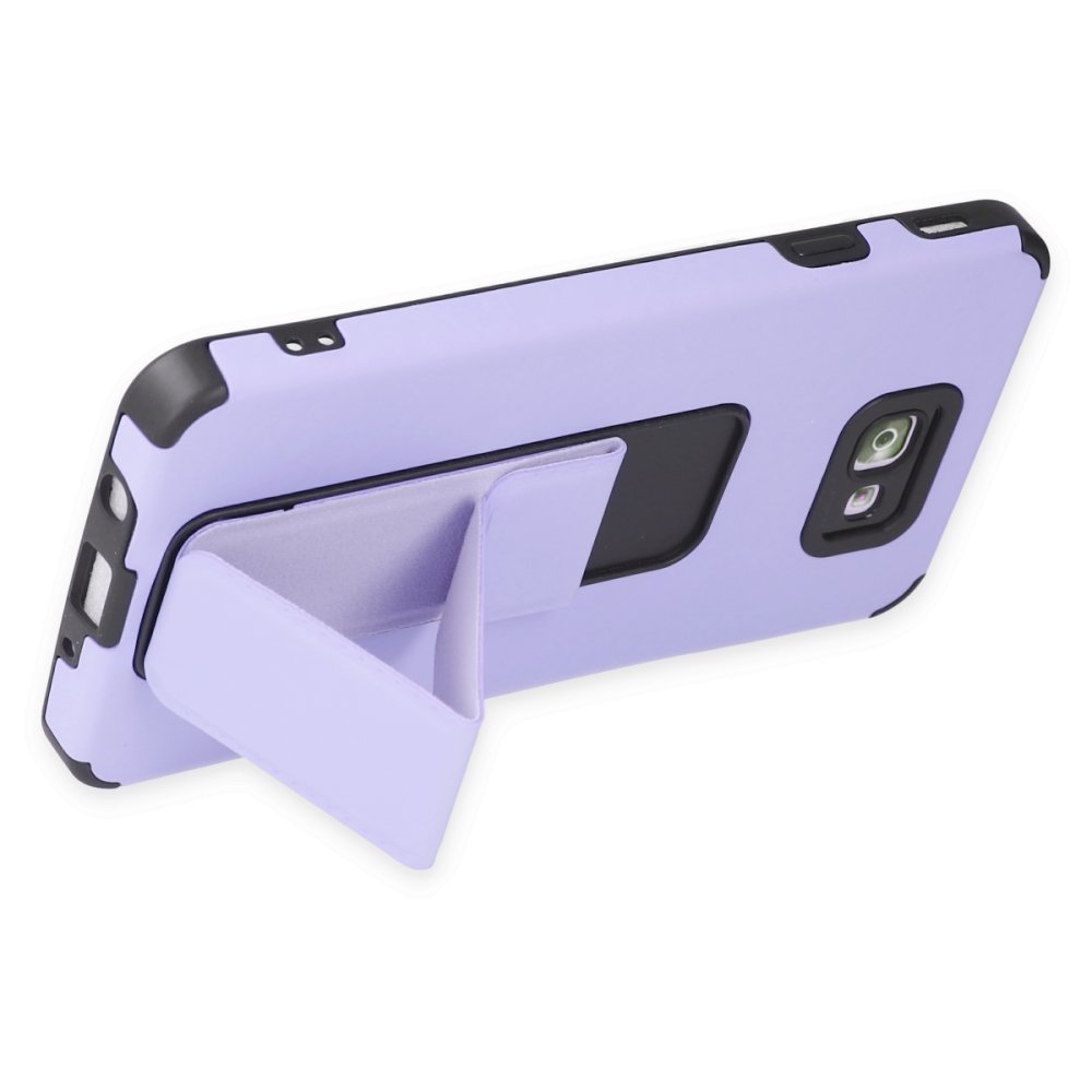 Newface Samsung Galaxy J7 Prime Kılıf Mega Standlı Silikon - Lila