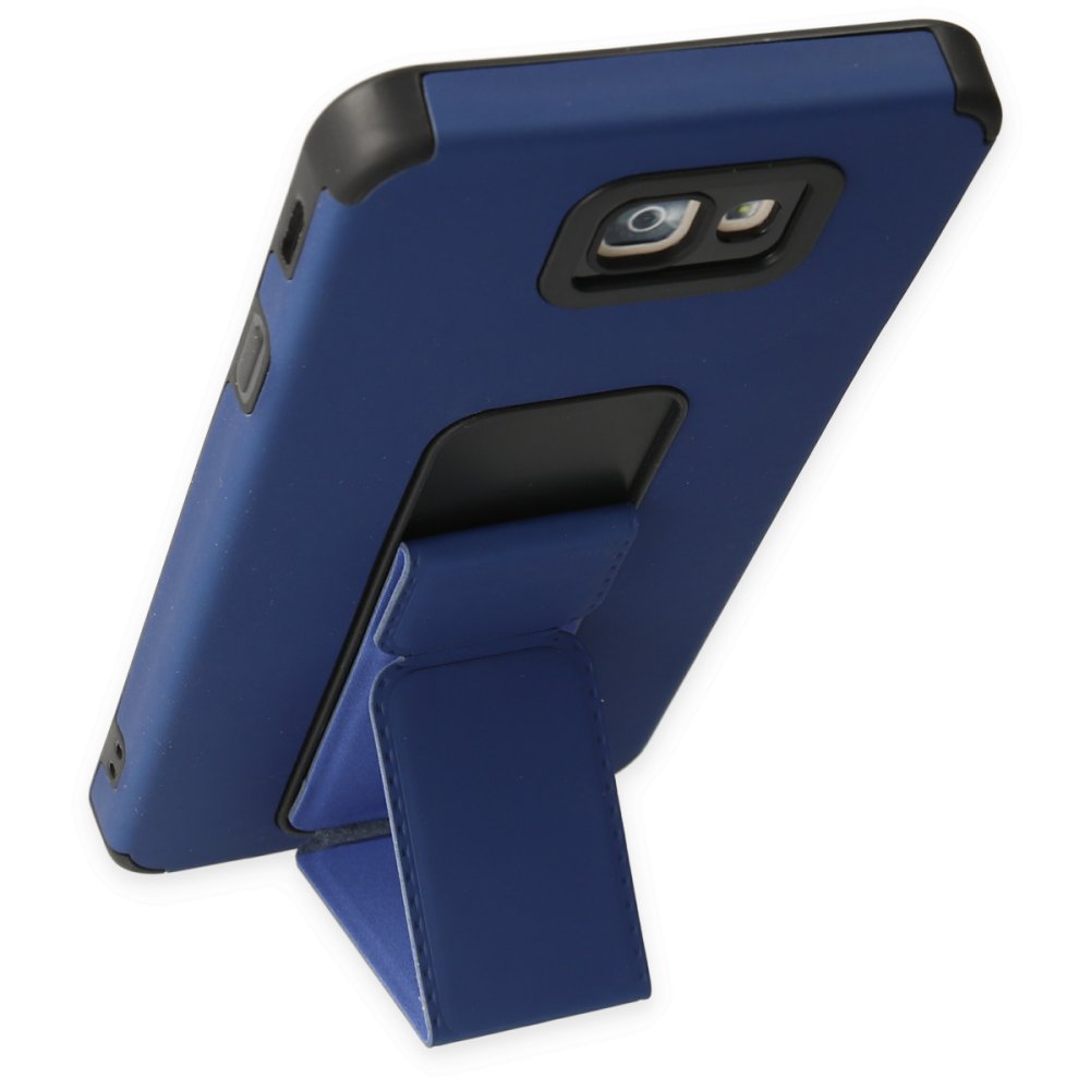 Newface Samsung Galaxy J7 Prime Kılıf Mega Standlı Silikon - Mavi