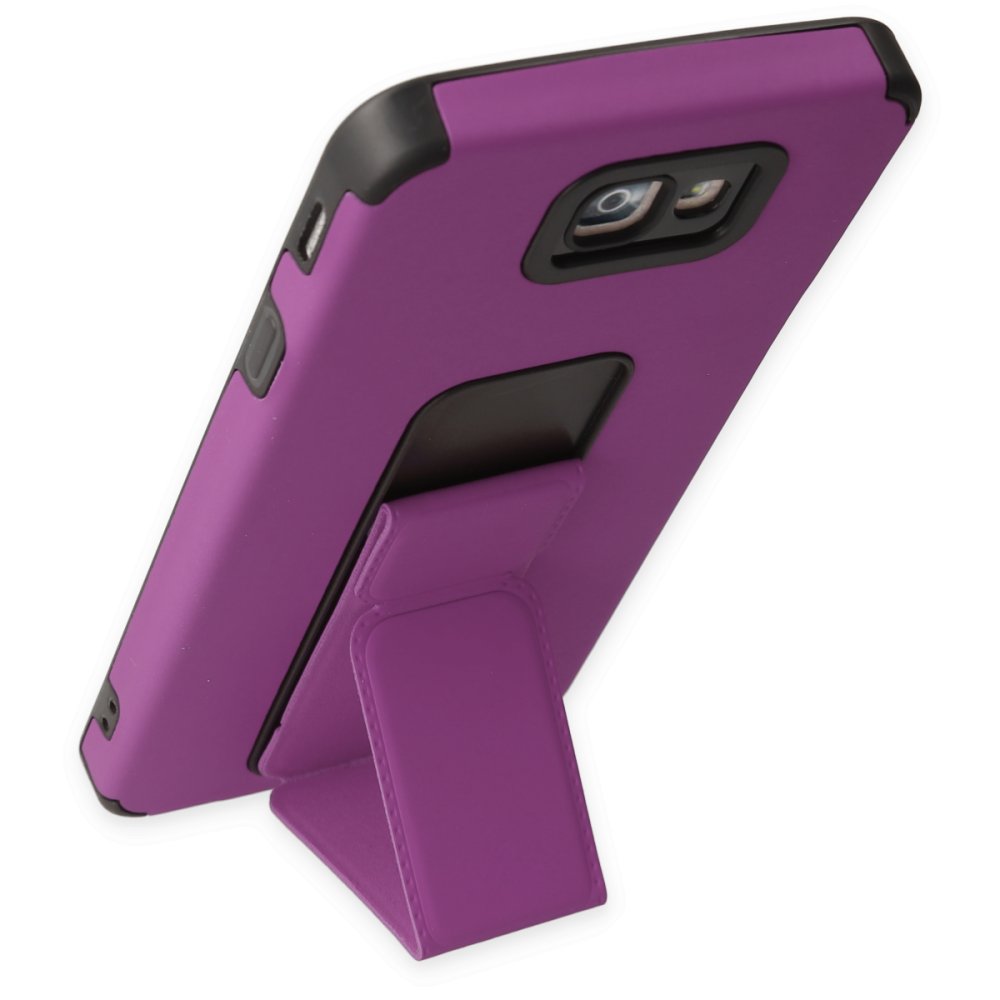 Newface Samsung Galaxy J7 Prime Kılıf Mega Standlı Silikon - Mor