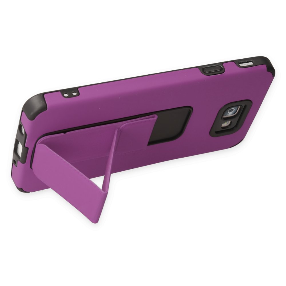 Newface Samsung Galaxy J7 Prime Kılıf Mega Standlı Silikon - Mor