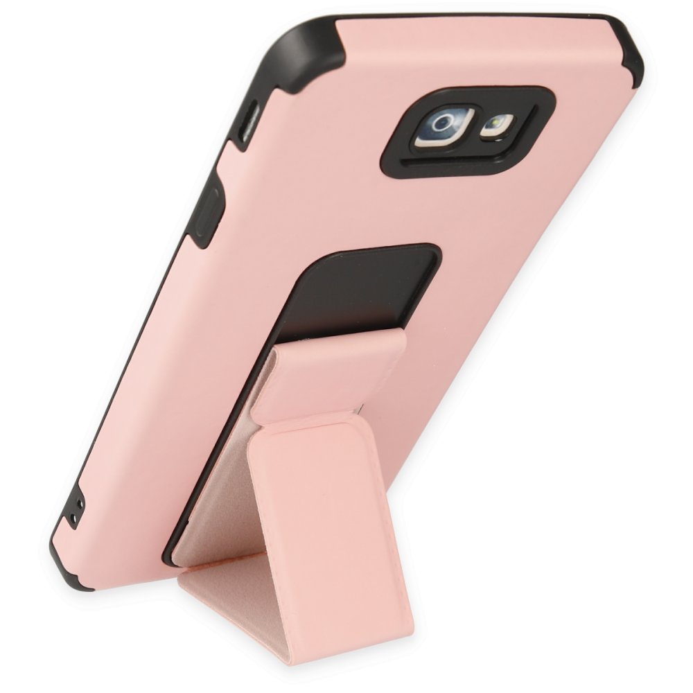 Newface Samsung Galaxy J7 Prime Kılıf Mega Standlı Silikon - Pudra