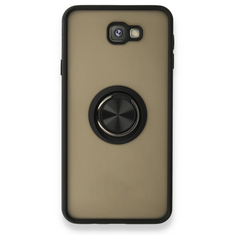 Newface Samsung Galaxy J7 Prime Kılıf Montreal Yüzüklü Silikon Kapak - Siyah