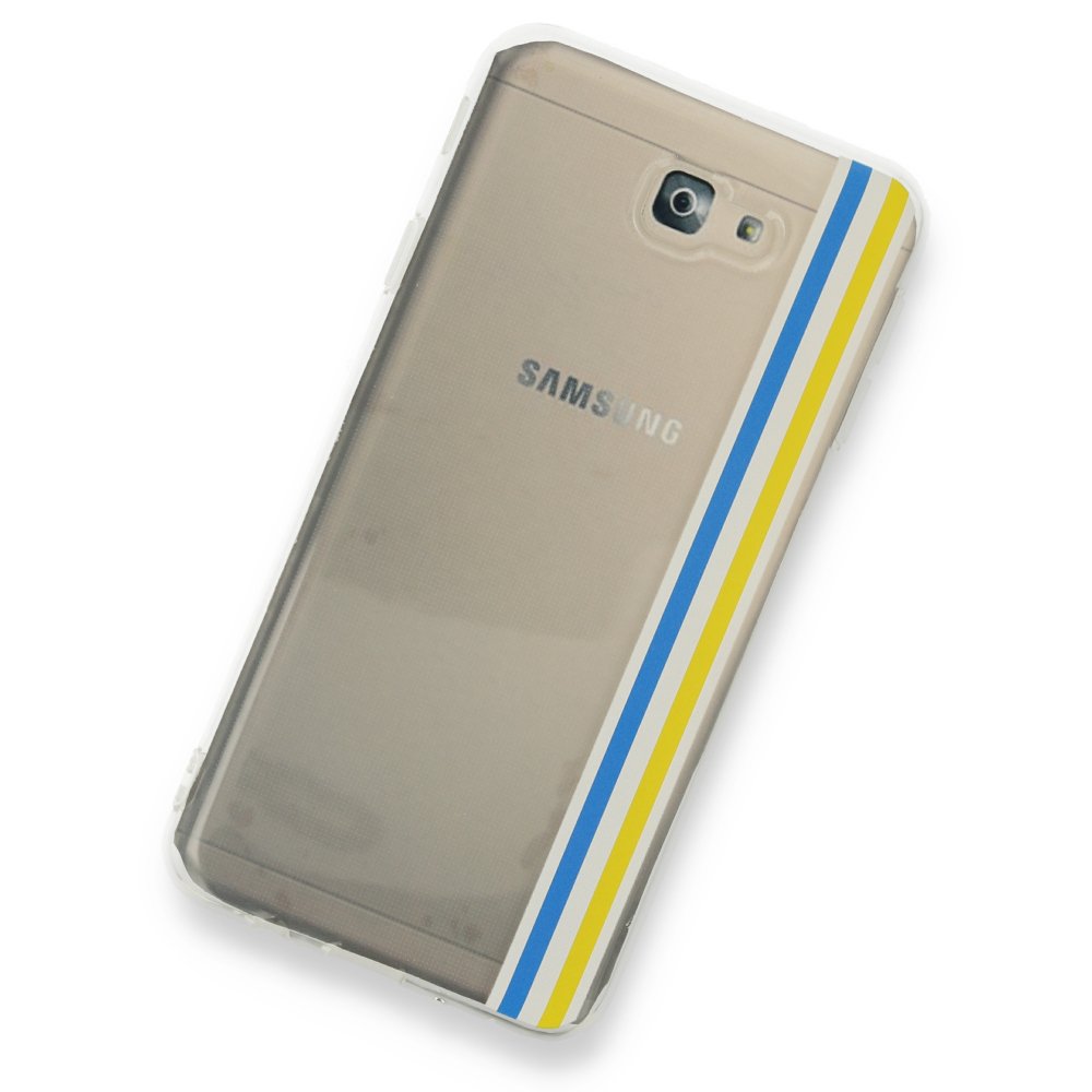 Newface Samsung Galaxy J7 Prime Kılıf Prime Silikon - Mavi-Sarı