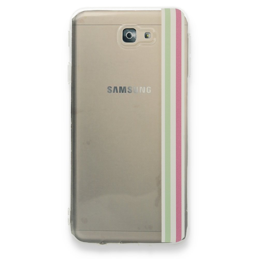 Newface Samsung Galaxy J7 Prime Kılıf Prime Silikon - Yeşil-Pembe