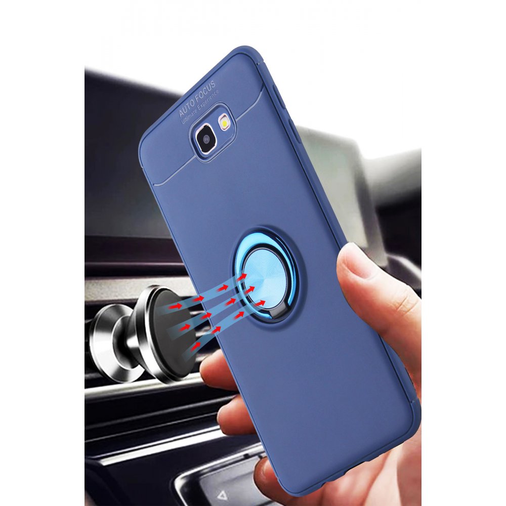 Newface Samsung Galaxy J7 Prime Kılıf Range Yüzüklü Silikon - Siyah-Gold