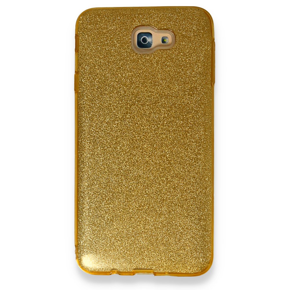 Newface Samsung Galaxy J7 Prime Kılıf Simli Katmanlı Silikon - Gold