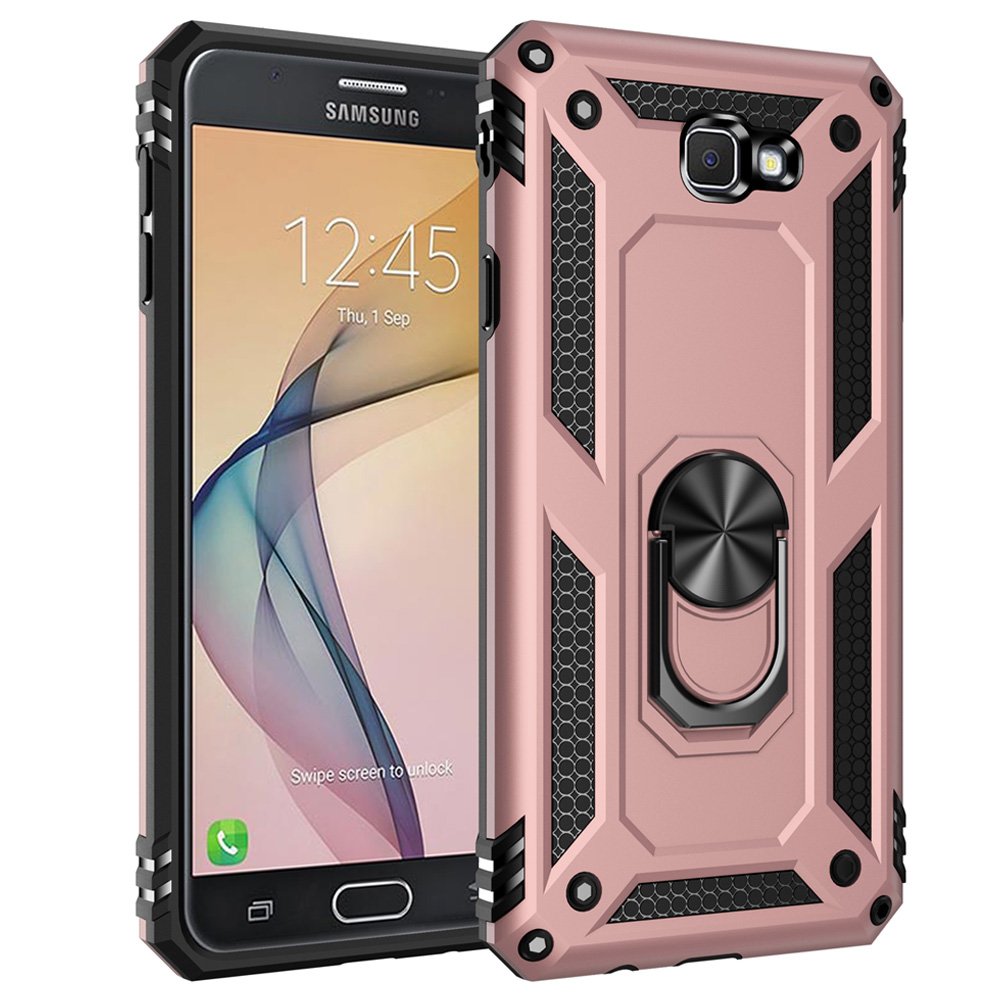 Newface Samsung Galaxy J7 Prime Kılıf Sofya Yüzüklü Silikon Kapak - Rose