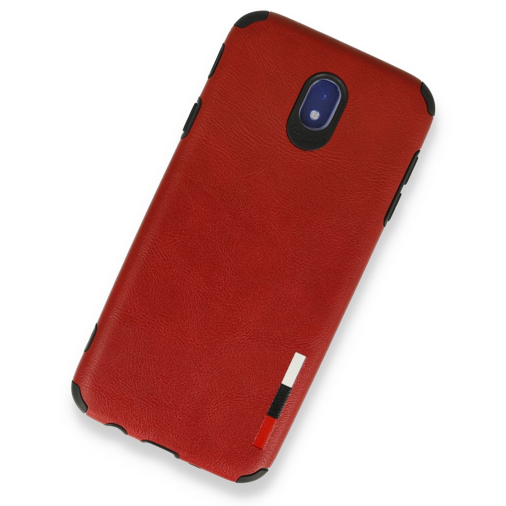 Newface Samsung Galaxy J7 Pro / J730 Kılıf Loop Deri Silikon - Kırmızı