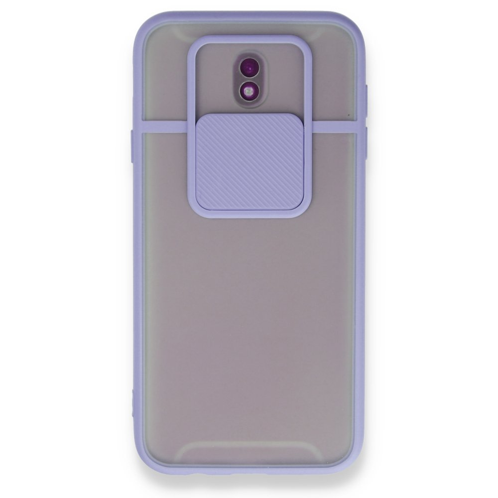 Newface Samsung Galaxy J7 Pro / J730 Kılıf Palm Buzlu Kamera Sürgülü Silikon - Lila