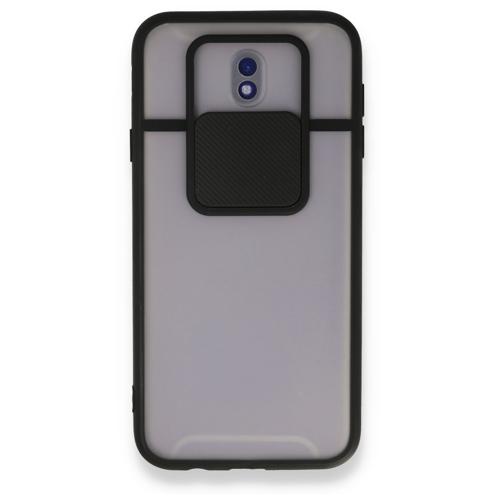 Newface Samsung Galaxy J7 Pro / J730 Kılıf Palm Buzlu Kamera Sürgülü Silikon - Siyah