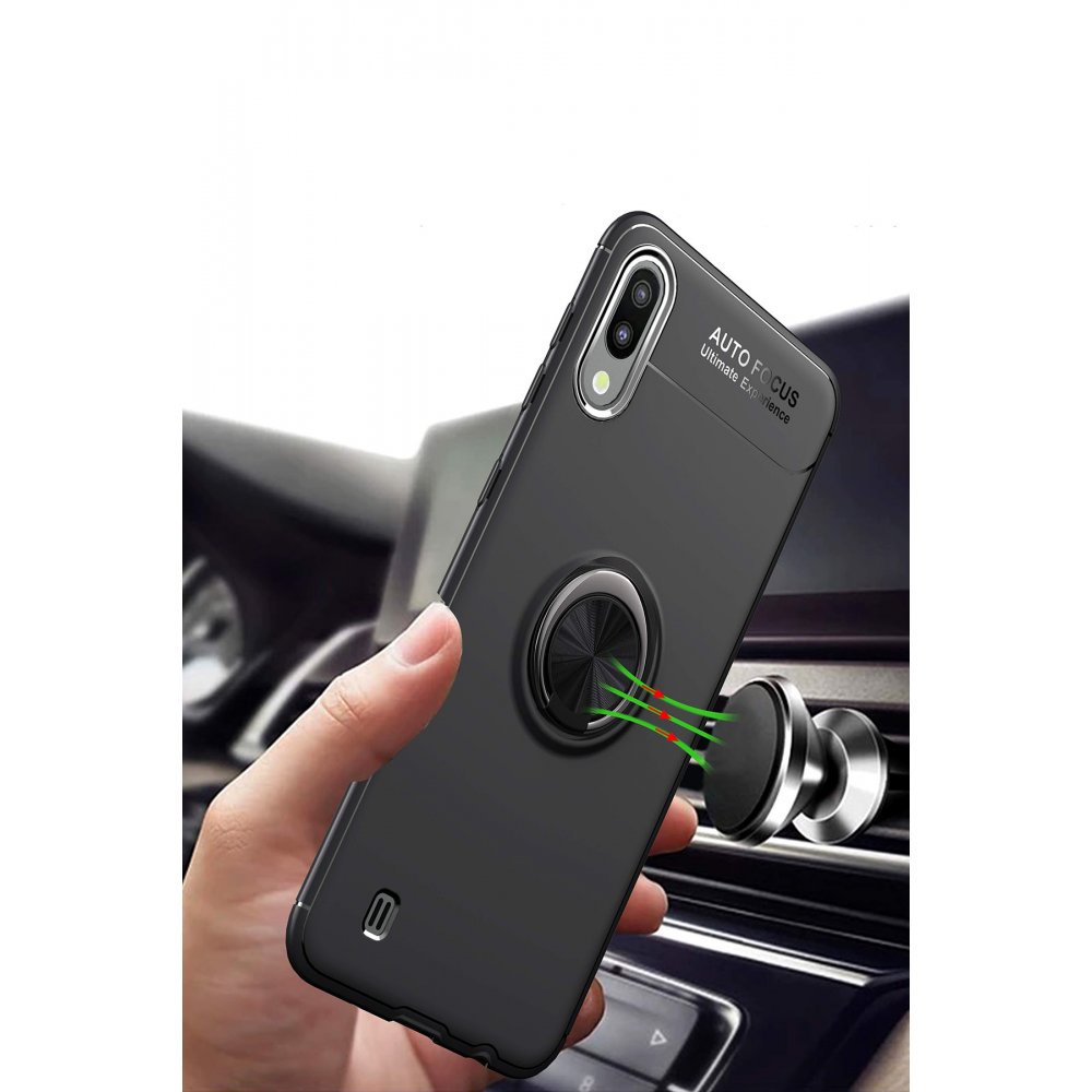 Newface Samsung Galaxy M10 Kılıf Range Yüzüklü Silikon - Mavi