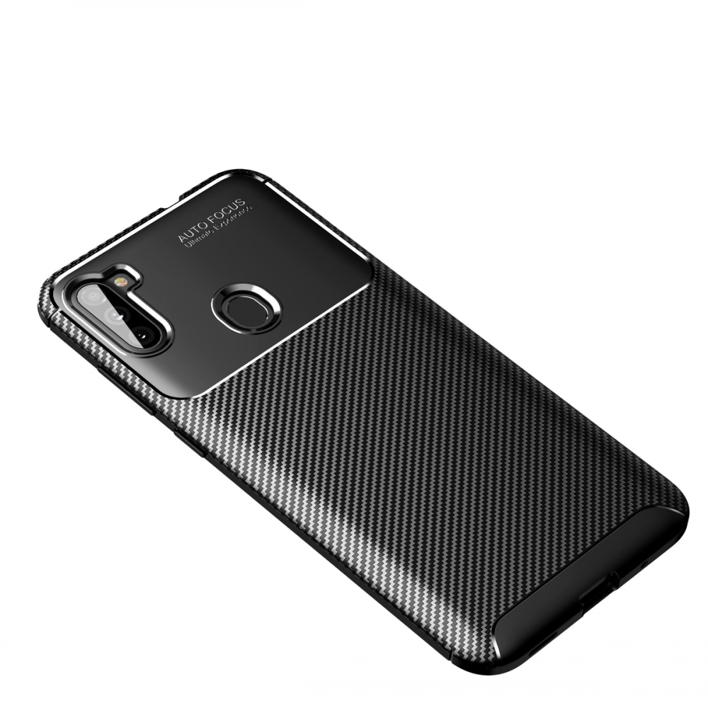 Newface Samsung Galaxy M11 Kılıf Focus Karbon Silikon - Siyah