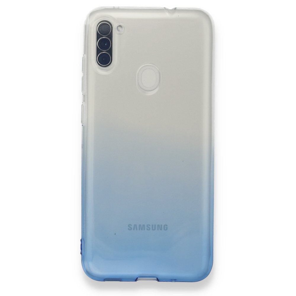 Newface Samsung Galaxy M11 Kılıf Lüx Çift Renkli Silikon - Mavi
