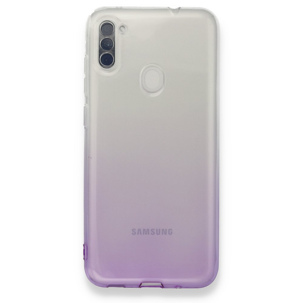 Newface Samsung Galaxy A11 Kılıf Lüx Çift Renkli Silikon - Mor