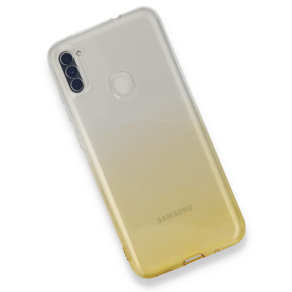 Newface Samsung Galaxy M11 Kılıf Lüx Çift Renkli Silikon - Sarı