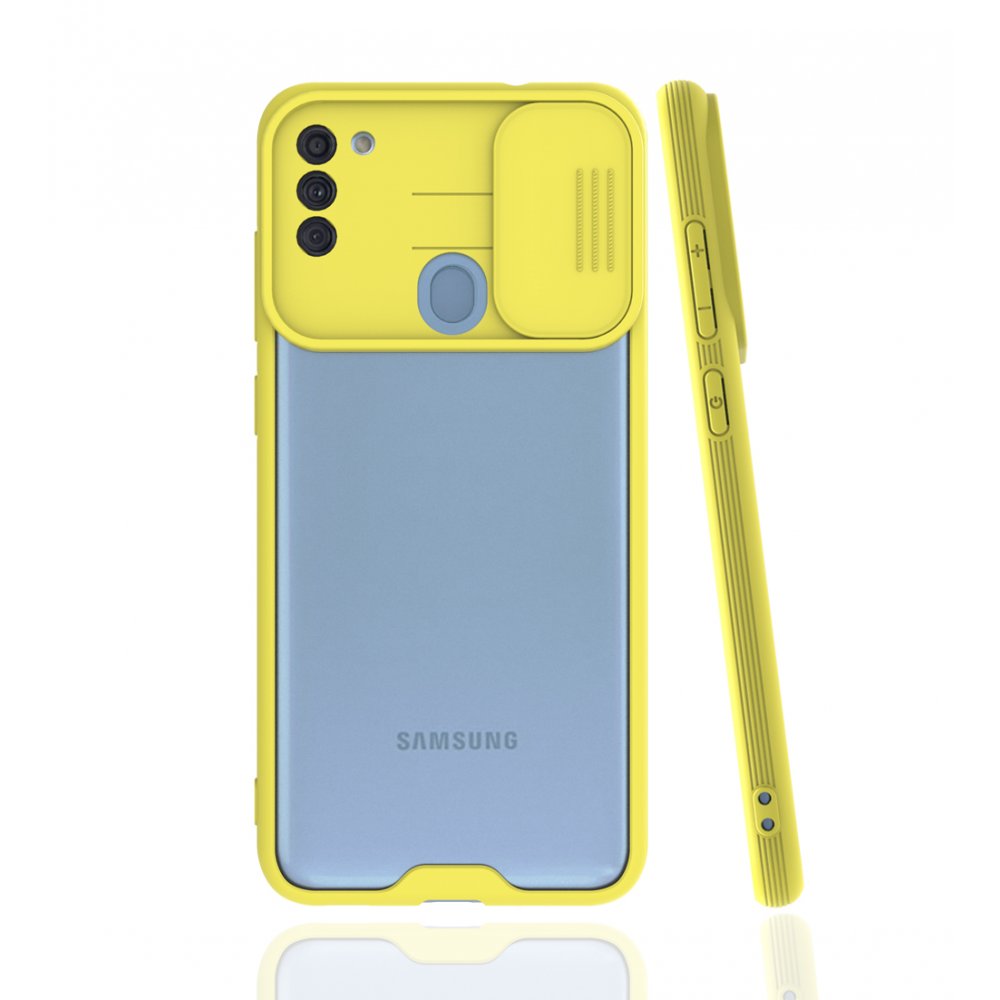 Newface Samsung Galaxy A11 Kılıf Platin Kamera Koruma Silikon - Sarı